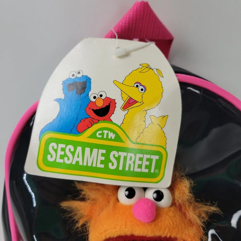 Sesame Street Zoe Mini Backpack Pink Black Vinyl Plush Vintage Kmart NWT